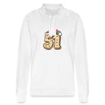 51 Zahl Weihnachten - Stanley/Stella Unisex Bio-Langarm-Poloshirt Prepster - Weiß - Vorne - Anna (173cm) & Nico (186cm)