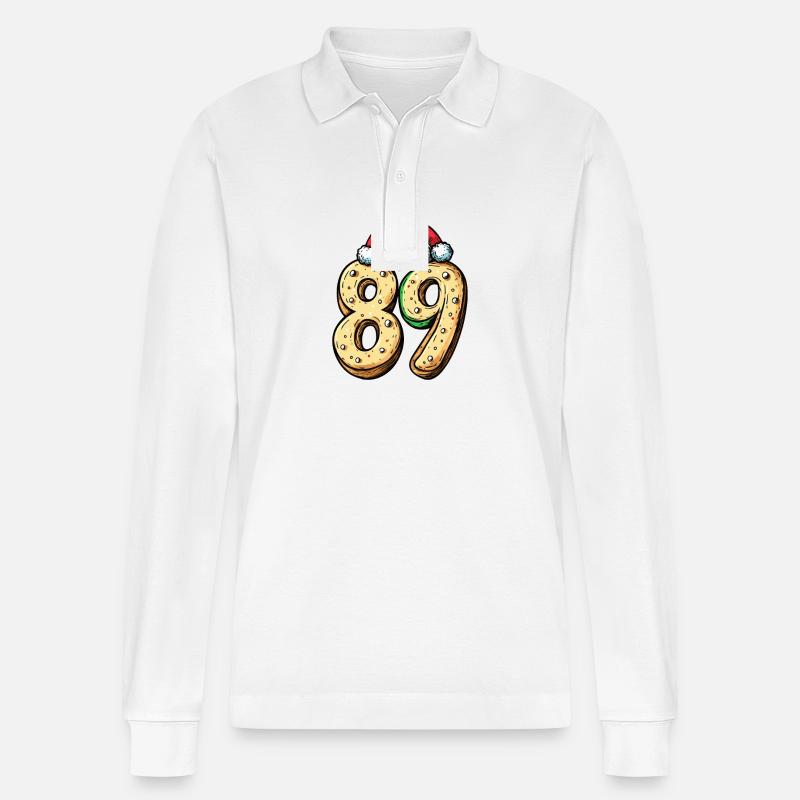 89 Zahl Weihnachten - Stanley/Stella Unisex Bio-Langarm-Poloshirt Prepster - Weiß