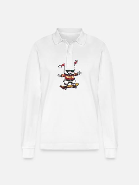 Bunny Christmas Funny - Stanley/Stella Organic Unisex Long-Sleeved Polo Shirt Prepster - white