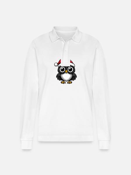 Eule Weihnachten Niedlich - Stanley/Stella Unisex Bio-Langarm-Poloshirt Prepster - Weiß