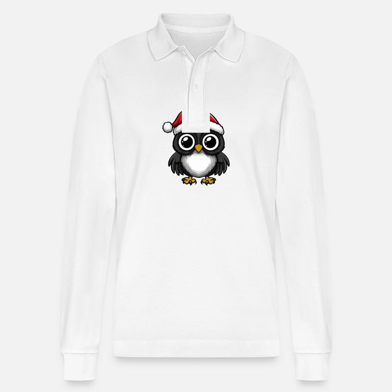 Eule Weihnachten Niedlich - Stanley/Stella Unisex Bio-Langarm-Poloshirt Prepster - Weiß