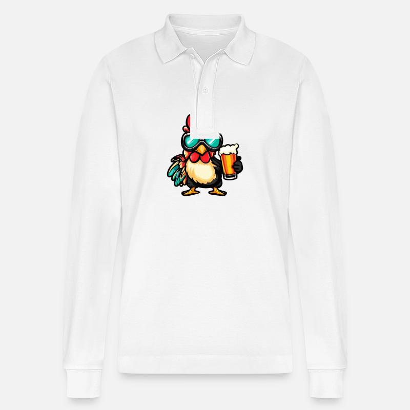 Hahn Ski Bier - Stanley/Stella Unisex Bio-Langarm-Poloshirt Prepster - Weiß