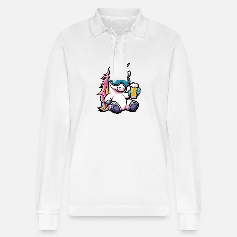 Einhorn Ski Bier - Stanley/Stella Unisex Bio-Langarm-Poloshirt Prepster - Weiß