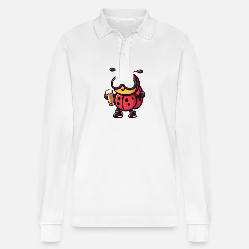 Ladybug Ski Beer - Stanley/Stella Organic Unisex Long-Sleeved Polo Shirt Prepster - white