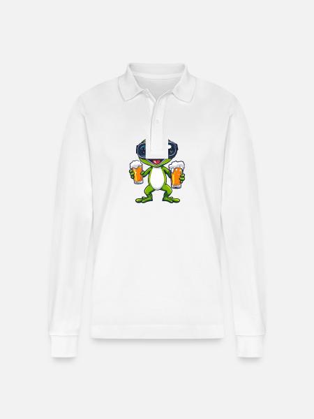 Echse Ski Bier - Stanley/Stella Unisex Bio-Langarm-Poloshirt Prepster - Weiß