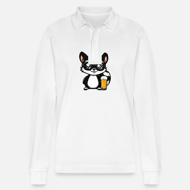 Stinktier Ski Bier - Stanley/Stella Unisex Bio-Langarm-Poloshirt Prepster - Weiß