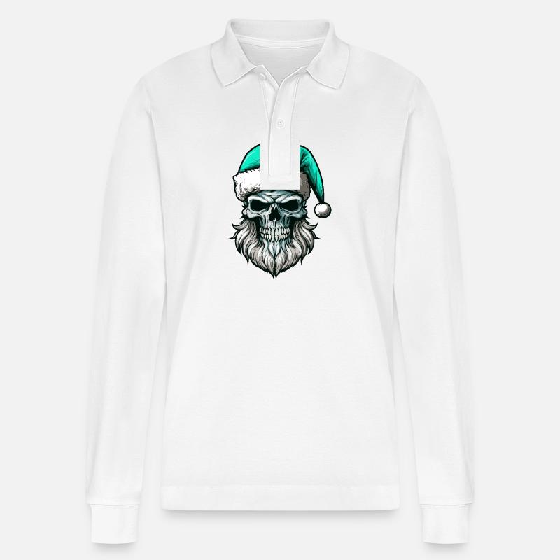 Weihnachtsmann Totenkopf - Stanley/Stella Unisex Bio-Langarm-Poloshirt Prepster - Weiß