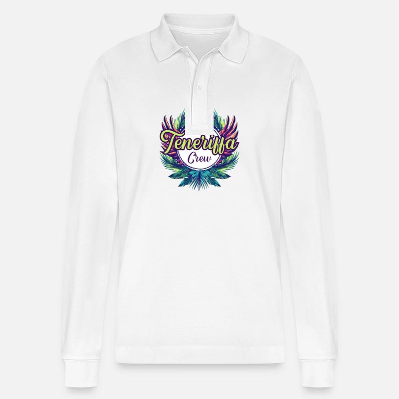 Teneriffa Crew Urlaub - Stanley/Stella Unisex Bio-Langarm-Poloshirt Prepster - Weiß