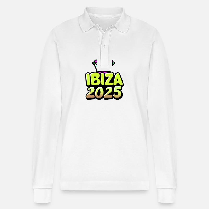 Ibiza 2025 Urlaub - Stanley/Stella Unisex Bio-Langarm-Poloshirt Prepster - Weiß