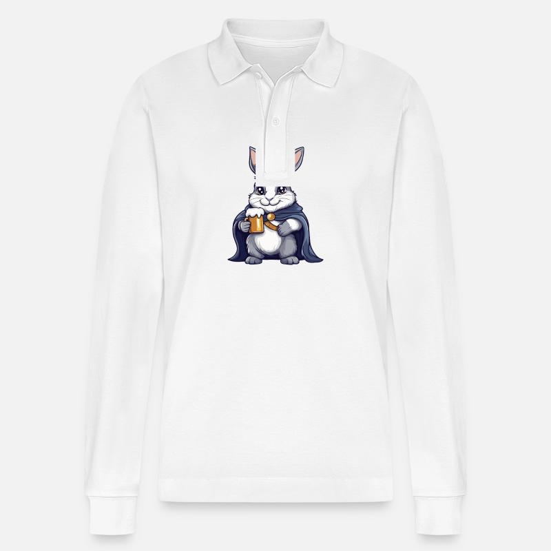 Hase Bier Lustig - Stanley/Stella Unisex Bio-Langarm-Poloshirt Prepster - Weiß