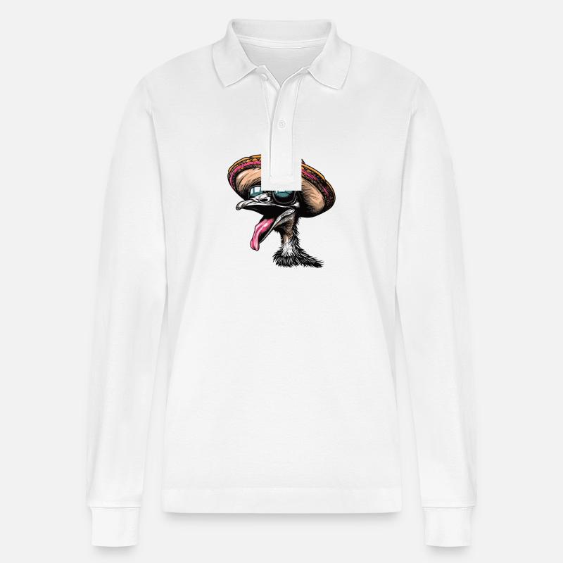 Strauß Comic Lustig Sombrero - Stanley/Stella Unisex Bio-Langarm-Poloshirt Prepster - Weiß