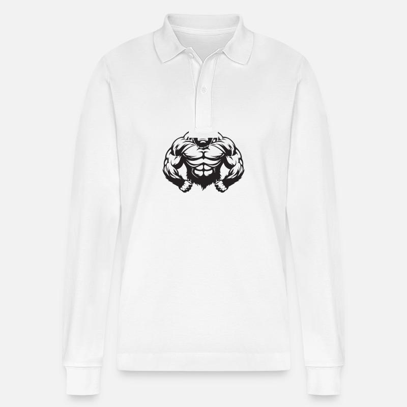 Gorilla Muskeln - Stanley/Stella Unisex Bio-Langarm-Poloshirt Prepster - Weiß