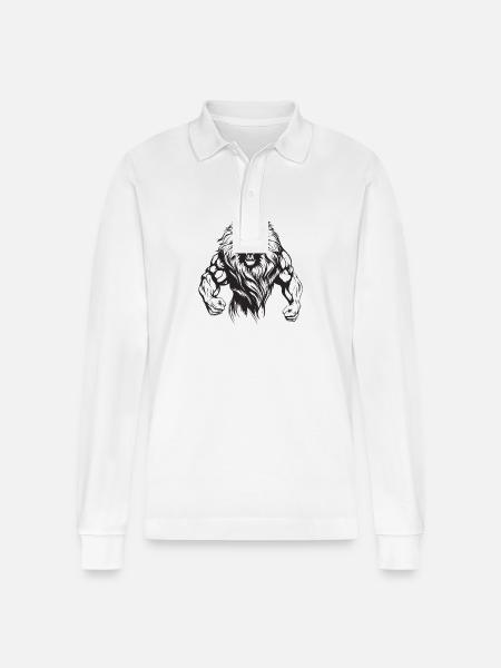 Löwe Bodybuilding - Stanley/Stella Unisex Bio-Langarm-Poloshirt Prepster - Weiß