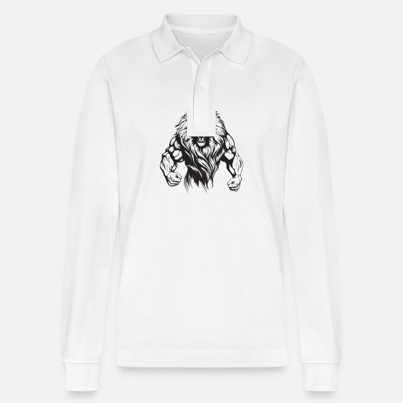 Löwe Bodybuilding - Stanley/Stella Unisex Bio-Langarm-Poloshirt Prepster - Weiß