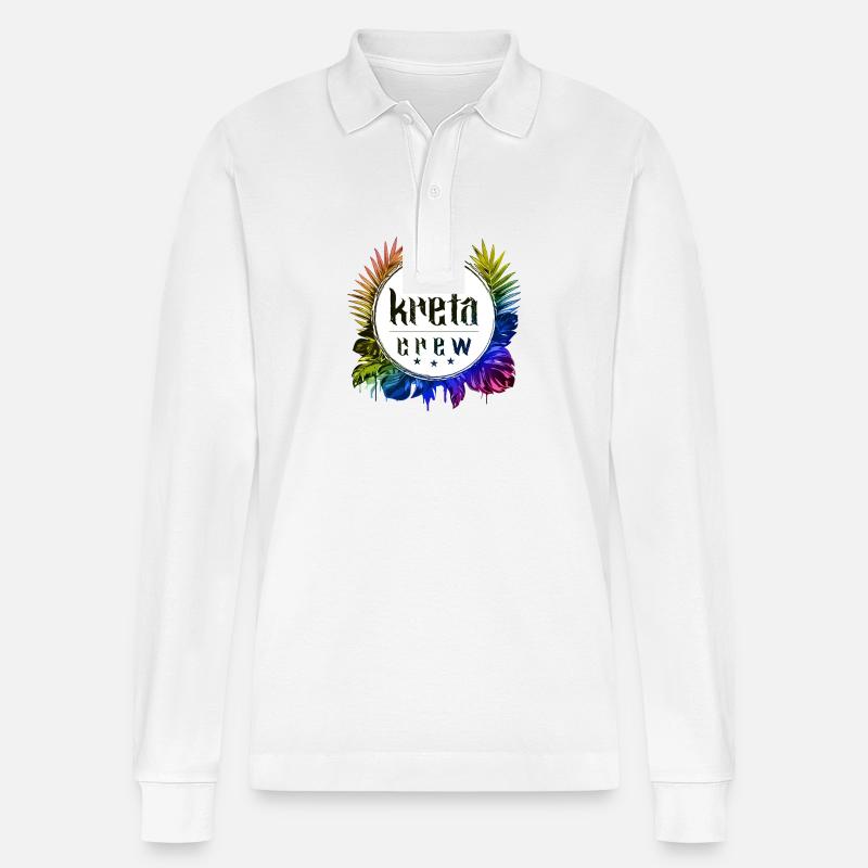 Kreta Crew Bunt - Stanley/Stella Unisex Bio-Langarm-Poloshirt Prepster - Weiß