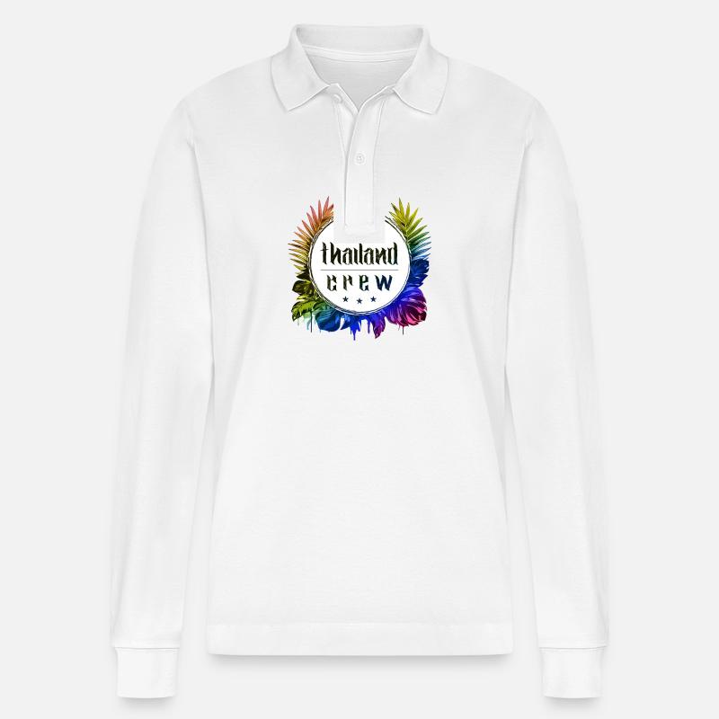 Thailand Crew Bunt - Stanley/Stella Unisex Bio-Langarm-Poloshirt Prepster - Weiß