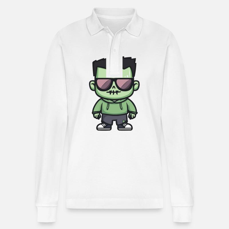 Zombie Halloween Cool - Stanley/Stella Unisex Bio-Langarm-Poloshirt Prepster - Weiß