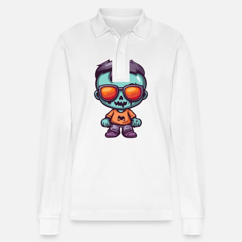 Zombie Halloween Cool - Stanley/Stella Unisex Bio-Langarm-Poloshirt Prepster - Weiß