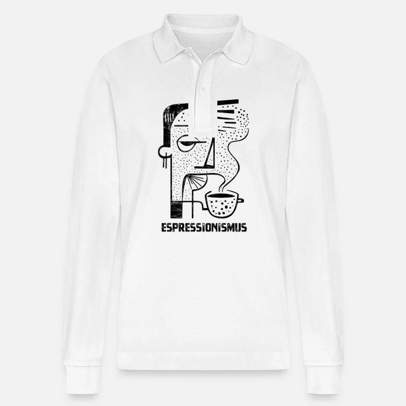 Espressionismus - Espresso - Kaffee trinken - Stanley/Stella Unisex Bio-Langarm-Poloshirt Prepster - Weiß