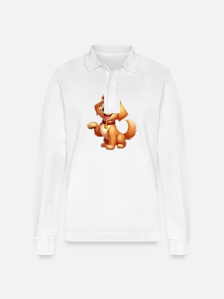 Labrador 2 - Stanley/Stella Organic Unisex Long-Sleeved Polo Shirt Prepster - white