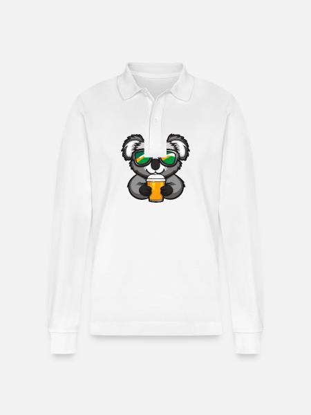 Koala Ski Beer - Stanley/Stella Organic Unisex Long-Sleeved Polo Shirt Prepster - white
