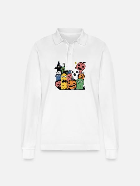 Halloween Comic Party Crew - Stanley/Stella Unisex Bio-Langarm-Poloshirt Prepster - Weiß