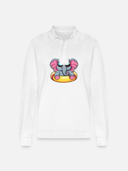 Elefant Sommer Comic - Stanley/Stella Unisex Bio-Langarm-Poloshirt Prepster - Weiß