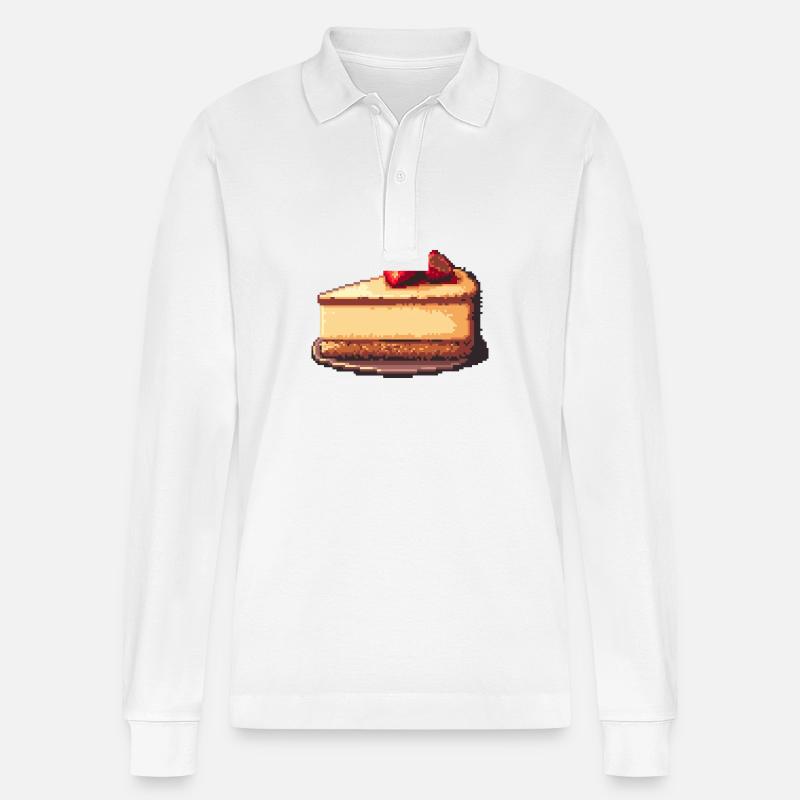 Käsekuchen Pixel - Stanley/Stella Unisex Bio-Langarm-Poloshirt Prepster - Weiß