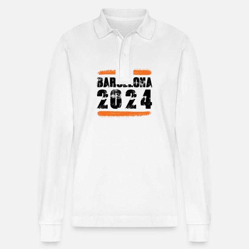 L’équipe de Barcelone 2024 - Polo à manches longues bio PREPSTER Stanley/Stella Unisexe - blanc
