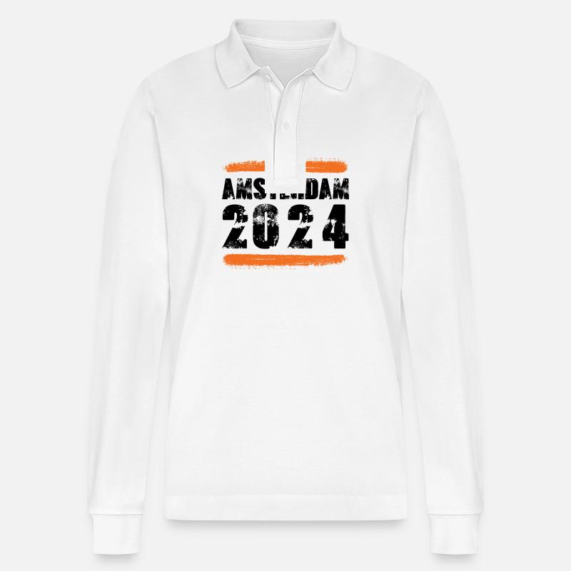 Amsterdam 2024 Team - Stanley/Stella Unisex Bio-Langarm-Poloshirt Prepster - Weiß