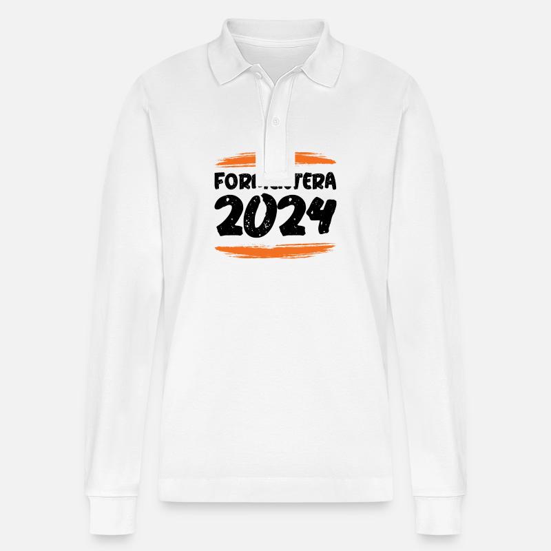 Formentera 2024 - Stanley/Stella Unisex Bio-Langarm-Poloshirt Prepster - Weiß