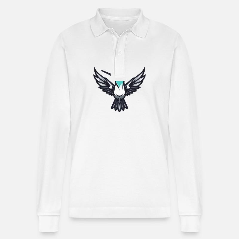 Kolibri Vogel Comic Krone - Stanley/Stella Unisex Bio-Langarm-Poloshirt Prepster - Weiß