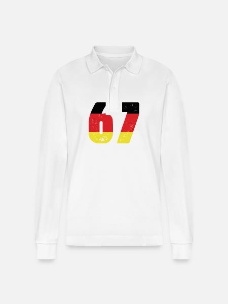67 Number Jersey Germany - Stanley/Stella Organic Unisex Long-Sleeved Polo Shirt Prepster - white
