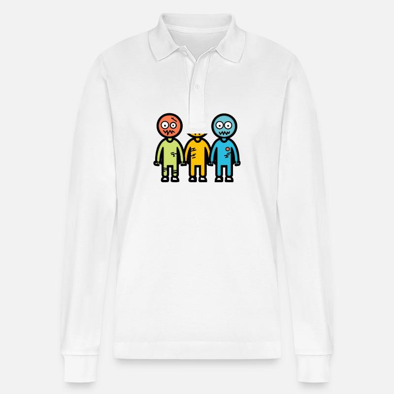 Zombies Halloween Comic Team - Stanley/Stella Unisex Bio-Langarm-Poloshirt Prepster - Weiß