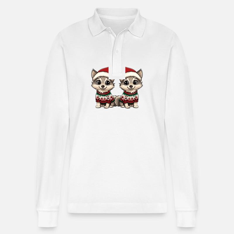 Wolf Weihnachten Team - Stanley/Stella Unisex Bio-Langarm-Poloshirt Prepster - Weiß