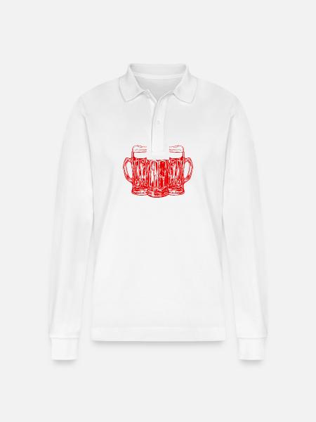 Toast beer - Stanley/Stella Organic Unisex Long-Sleeved Polo Shirt Prepster - white