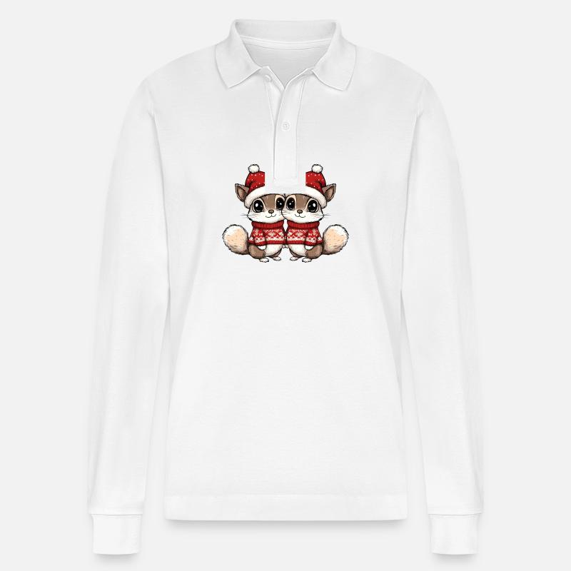 Eichhörnchen Weihnachten Team - Stanley/Stella Unisex Bio-Langarm-Poloshirt Prepster - Weiß