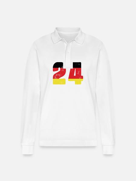 24 Number Jersey Germany - Stanley/Stella Organic Unisex Long-Sleeved Polo Shirt Prepster - white