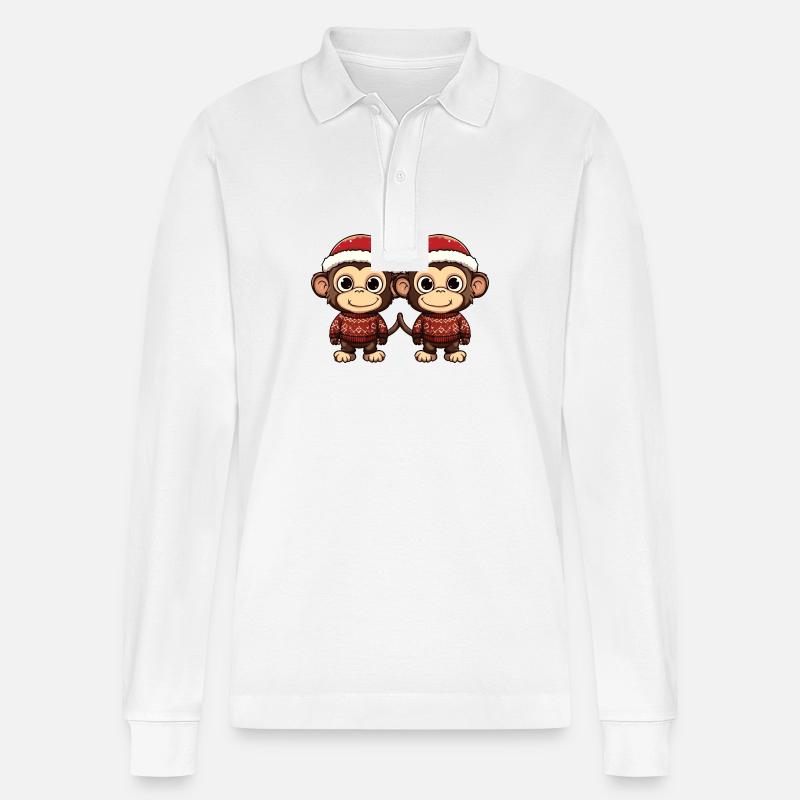 L’équipe de Noël des singes - Polo à manches longues bio PREPSTER Stanley/Stella Unisexe - blanc