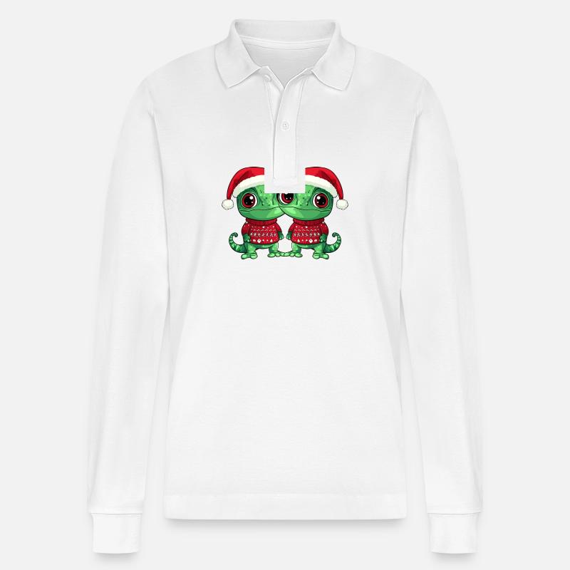 L’équipe de Noël Caméléon - Polo à manches longues bio PREPSTER Stanley/Stella Unisexe - blanc