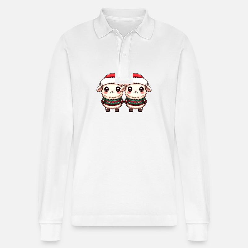 Équipe de Noël des moutons - Polo à manches longues bio PREPSTER Stanley/Stella Unisexe - blanc