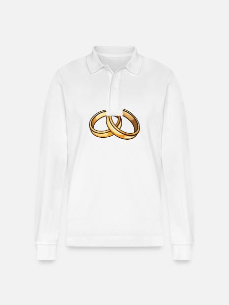 Wedding Rings Wedding - Stanley/Stella Organic Unisex Long-Sleeved Polo Shirt Prepster - white