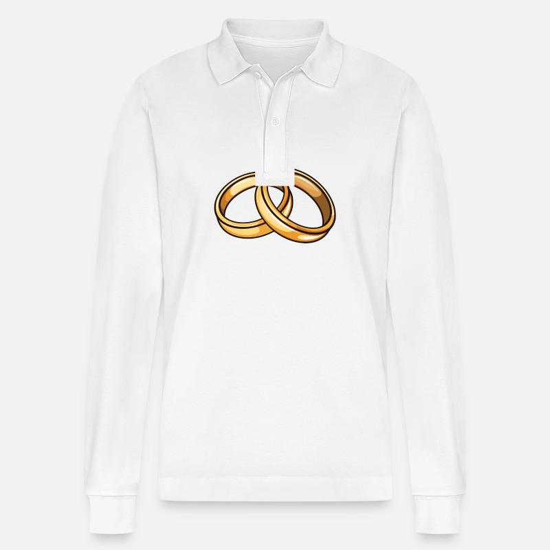 Eheringe Hochzeit - Stanley/Stella Unisex Bio-Langarm-Poloshirt Prepster - Weiß