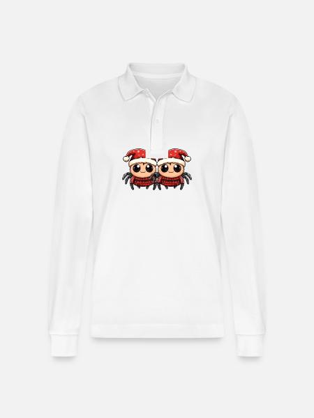 Tarantula Christmas Team - Stanley/Stella Organic Unisex Long-Sleeved Polo Shirt Prepster - white