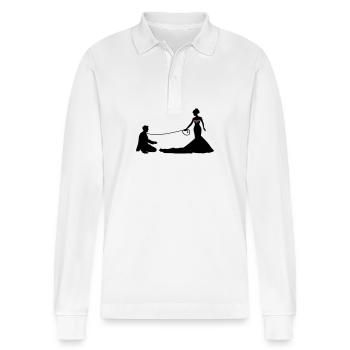 Hochzeit Brautpaar Leine - Stanley/Stella Unisex Bio-Langarm-Poloshirt Prepster - Weiß - Vorne - Anna (173cm) & Nico (186cm)
