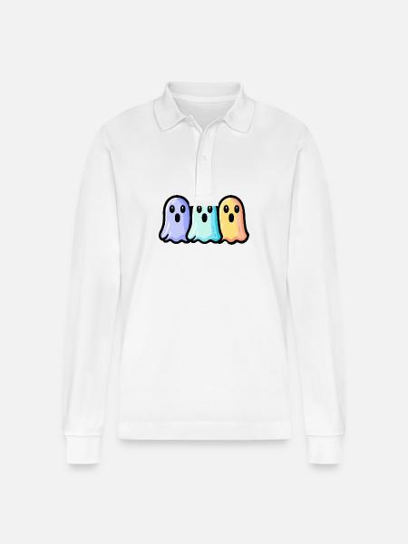 Geister Halloween Comic Team - Stanley/Stella Unisex Bio-Langarm-Poloshirt Prepster - Weiß