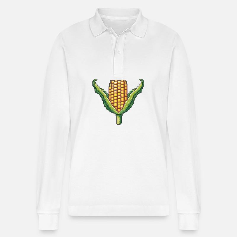 Mais Pixel Symbol - Stanley/Stella Unisex Bio-Langarm-Poloshirt Prepster - Weiß