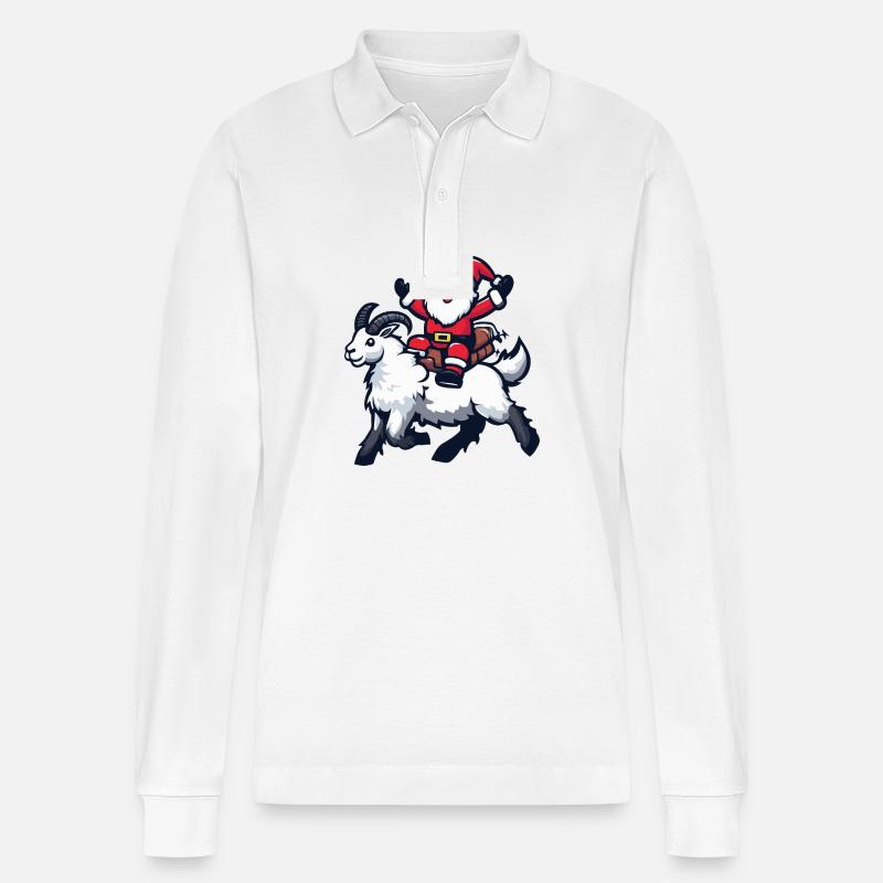 Bergziege Weihnachtsmann - Stanley/Stella Unisex Bio-Langarm-Poloshirt Prepster - Weiß