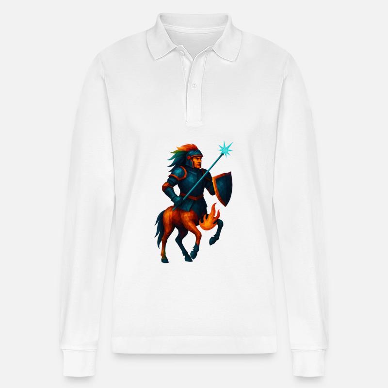 Animal de style WPAP - Centaure en armure avec lance laser - Polo à manches longues bio PREPSTER Stanley/Stella Unisexe - blanc