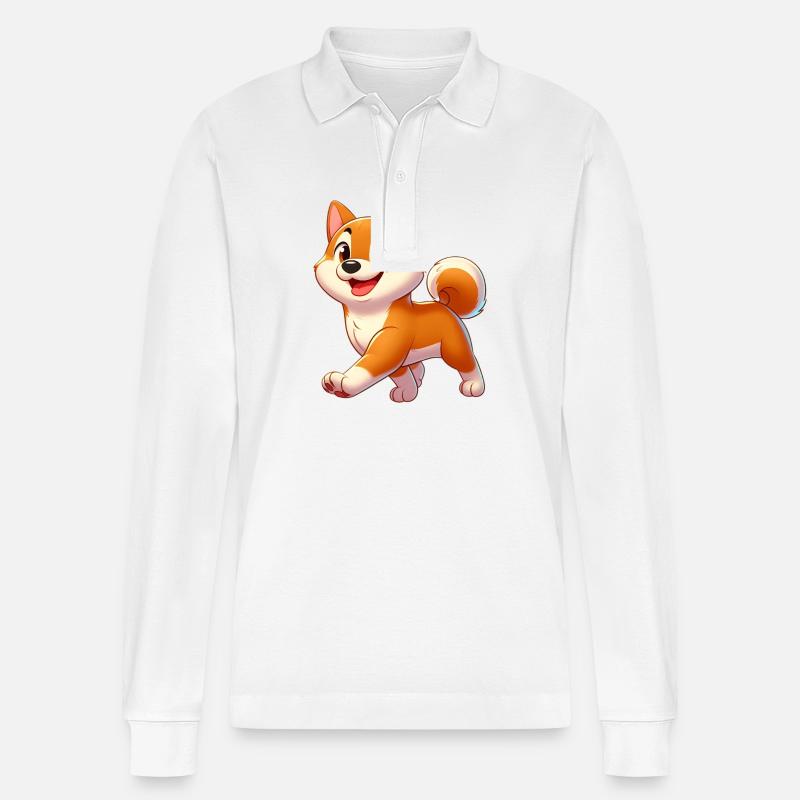 Shiba 3 - Stanley/Stella Unisex Bio-Langarm-Poloshirt Prepster - Weiß
